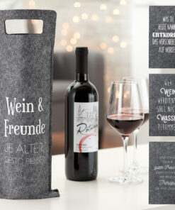 Flaschentasche Filz Weinsprüche 4 Stück sortiert