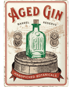 Blechschild 30x40 Aged Gin Barrel