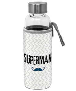 Trinkflasche Glas mit Schutzhülle <br> Superman 350 ml