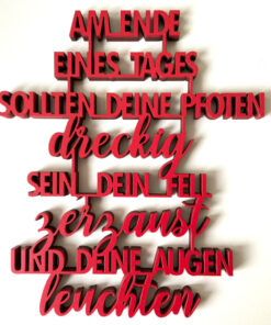 3-D-Holzschriftzug-Am Ende eines Tages sollten deine Pfoten