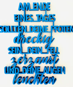 3-D-Holzschriftzug Am Ende eines Tages blau