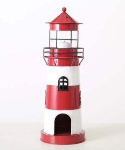 Laterne Leuchtturm Groß Rot-Weiß