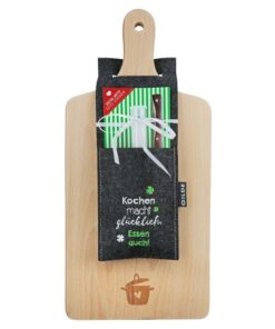 Holz Schneidebrett Set Glück Kochen macht glücklich