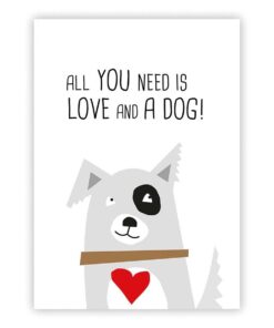 Postkarte Love and a dog
