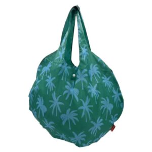 Faltbare grüne Easy Bag Tasche im runden Format mit dem Motiv Palmen der Marke Cedon
