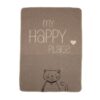 Katzendecke mit dem Text My Happy Place aus Filz in der Farbe Rauch mit Katzen und Herz Motiv von der Marke Fussenegger