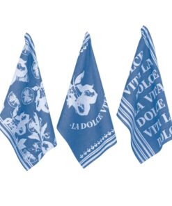 Geschirrtuch "Vita" 3er-Set in den Farben Blau und Weiß mit maritimen Motiven und Bildern von der Marke PAD