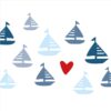 weiße Servietten 33 x33 Seaside Sailing verschiedene Segelboote in Blautönen der Marke PPD