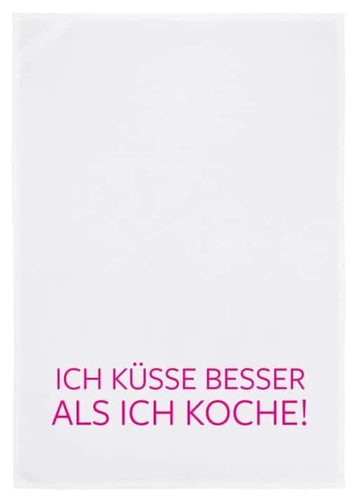 Geschirrtuch weiß, Ich küsse besser als ich koche