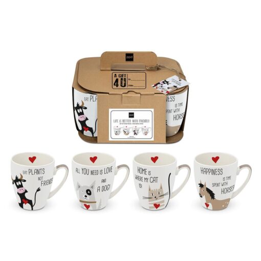Tiertassen-Set „With Friends“ – 4er Set mit Tiermotiven